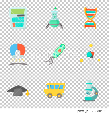 Schooling icons set, cartoon style Schooling icons set, cartoon style 28880498