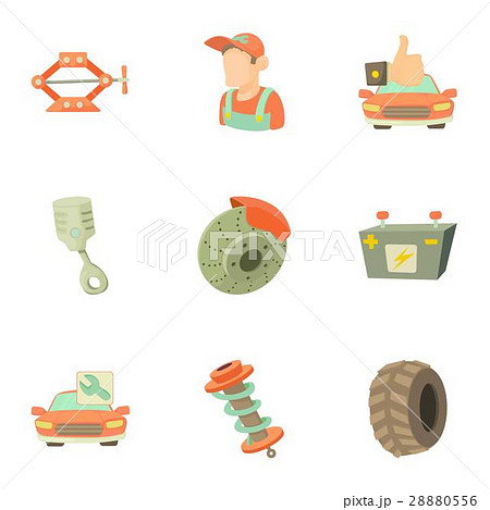 Car repairs icons set, cartoon style 28880556