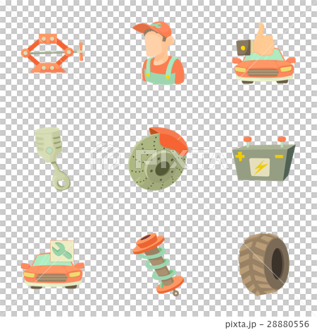 Car repairs icons set, cartoon style 28880556