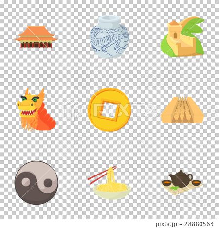 Country of China icons set, cartoon style 28880563