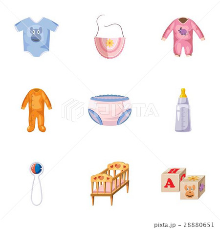 Things for baby icons set, cartoon style Things for baby icons set, cartoon style 28880651