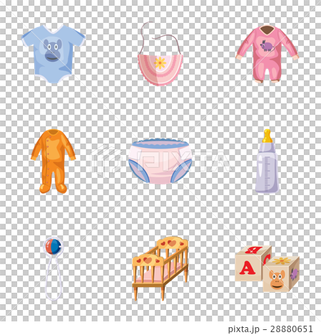 Things for baby icons set, cartoon style Things for baby icons set, cartoon style 28880651