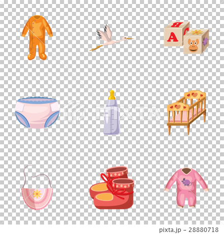 Newborn icons set, cartoon style Newborn icons set, cartoon style 28880718