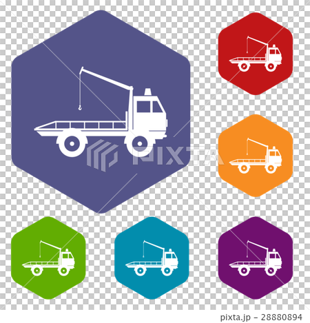 Car towing truck icons set 28880894