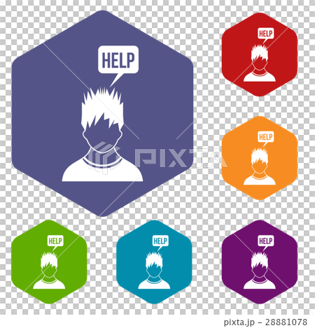 Man needs help icons set - Stock Illustration [28881078] - PIXTA