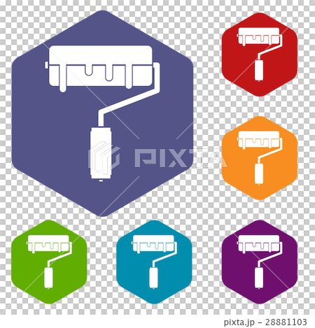 Paint roller with paint icons set 28881103