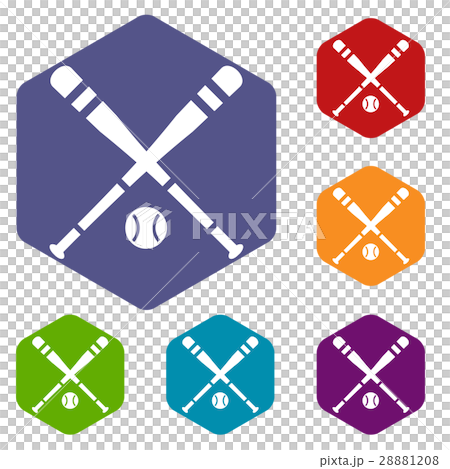 Baseball bat and ball icons set Baseball bat and ball icons set 28881208