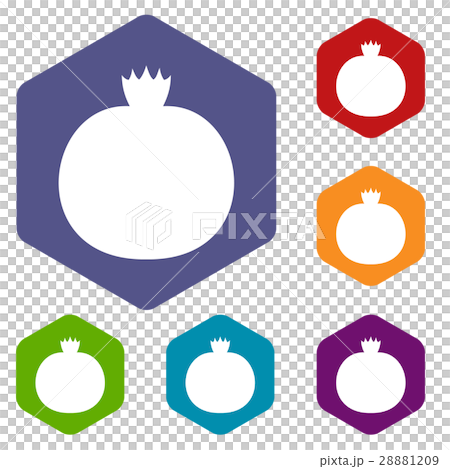 Ripe pomegranate icons set Ripe pomegranate icons set 28881209