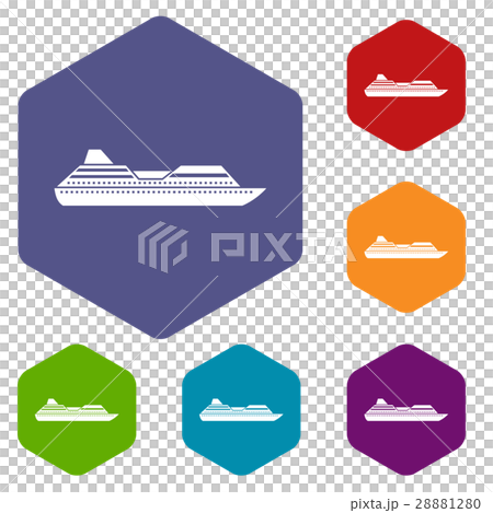 Cruise liner icons set 28881280