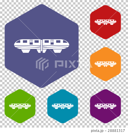 Monorail train icons set 28881317