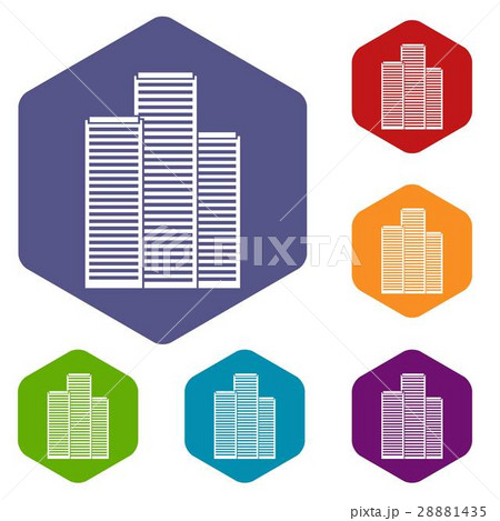 Skyscrapers in Singapore icons set 28881435
