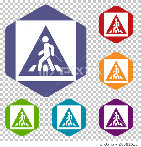 Pedestrian road sign icons set 28881613
