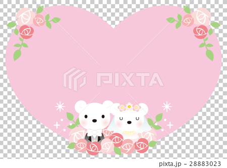 クマのハートのウェディングカード ピンク のイラスト素材 28883023 Pixta