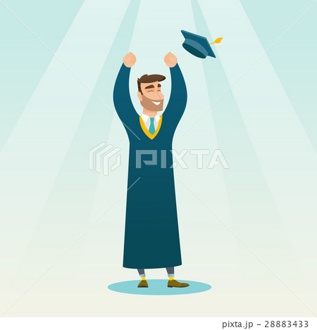 Graduate throwing up graduation hat. Graduate throwing up graduation hat. 28883433