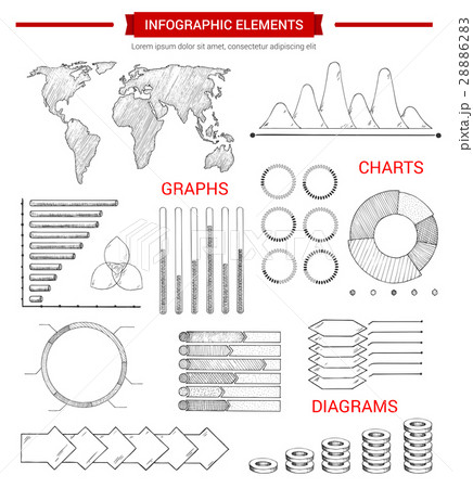 Infographic elements with sketched chart, graph Infographic elements with sketched chart, graph 28886283