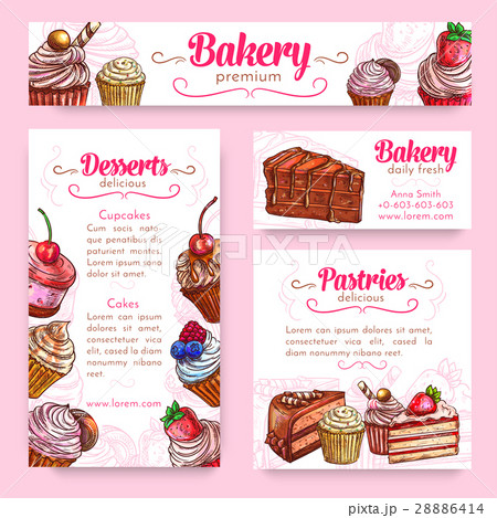 Bakery and pastry desserts banner template set 28886414