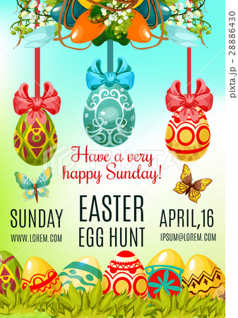 Easter Egg Hunt and Holy Sunday poster template 28886430