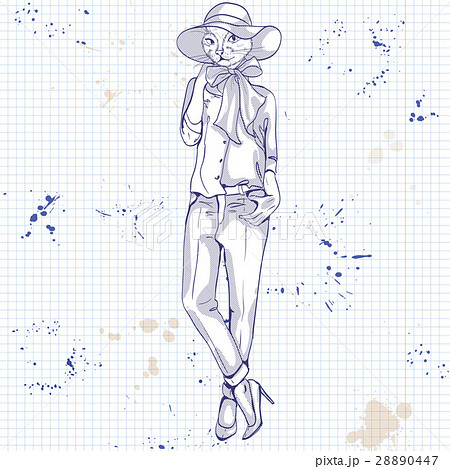 Vector elegant woman with cats head 28890447