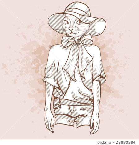 Vector elegant woman with cats head 28890584