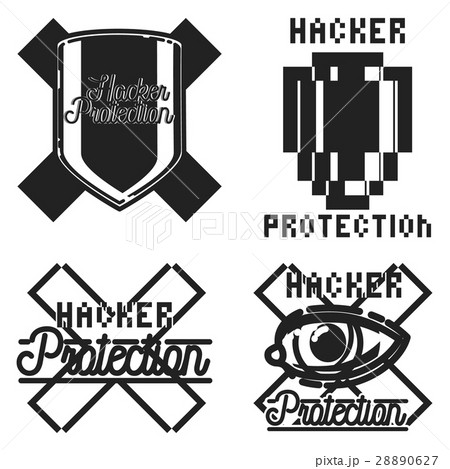 Color vintage hacker protection emblem Color vintage hacker protection emblem 28890627