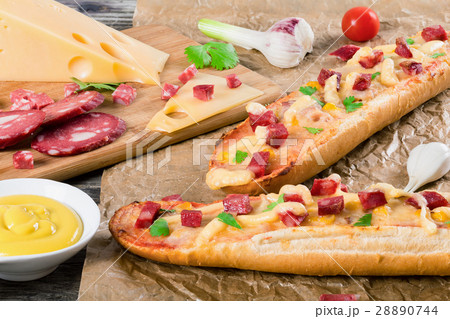 sandwich with smoked sausage, corn and cheese sandwich with smoked sausage, corn and cheese 28890744