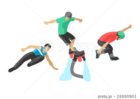 Vector drawing jumping extremesilhouettes 28890901