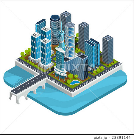 Vector isometric 3D illustrations of modern urban 28891144