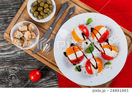 tomato. mozzarella, basil caprese summer salad tomato. mozzarella, basil caprese summer salad 28891665