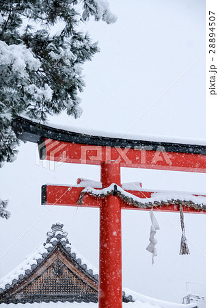 嵯峨釈迦堂門前、愛宕神社の鳥居に雪 嵯峨釈迦堂門前、愛宕神社の鳥居に雪 28894507