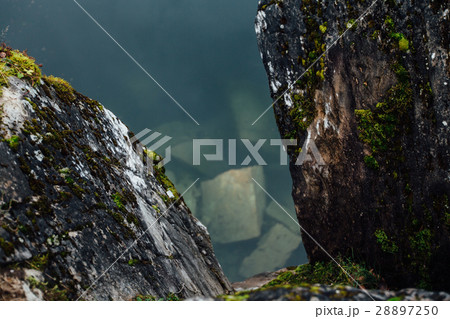 Lovely view of the lake with emerald hill 28897250