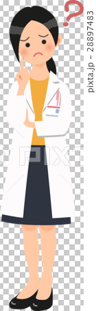 A woman holding a neck with a white coat figure 28897483