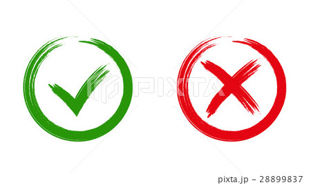 Green checkmark OK and red X icons, Green checkmark OK and red X icons, 28899837