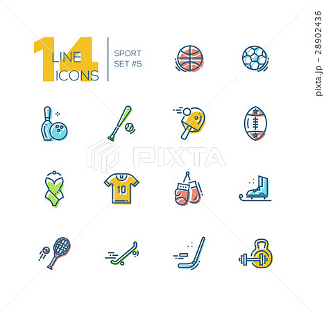 Kinds of Sport - thick line icons set 28902436