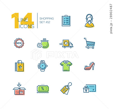 Shopping - thick line icons set 28902487