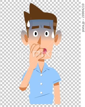 開襟シャツ　半袖　男性　夏　暑い　焦り　クールビズ 28904210