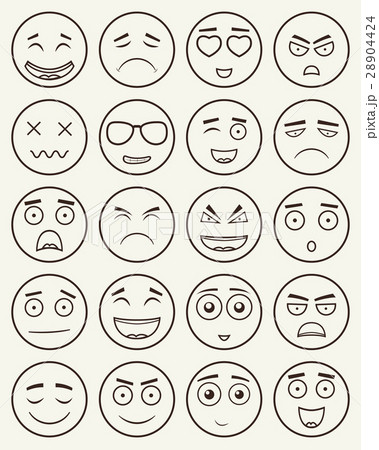 Set of outline emoticons, emoji isolated on white 28904424