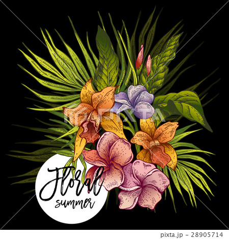 Vector vintage floral tropical greeting card Vector vintage floral tropical greeting card 28905714