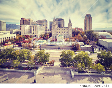 Color toned picture of Salt Lake City downtown. 28912814