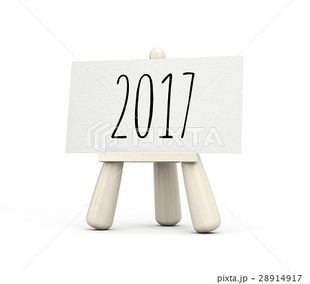 Wooden easel with sheet of paper with digit - 2017 28914917