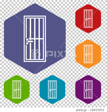 Steel door icons set 28915952