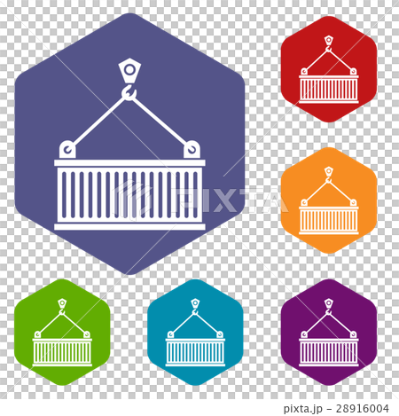 Crane with load icons set Crane with load icons set 28916004