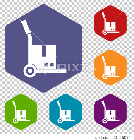 Truck with cargo icons set 28916035