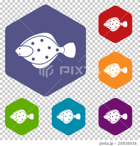 Flounder fish icons set 28916038