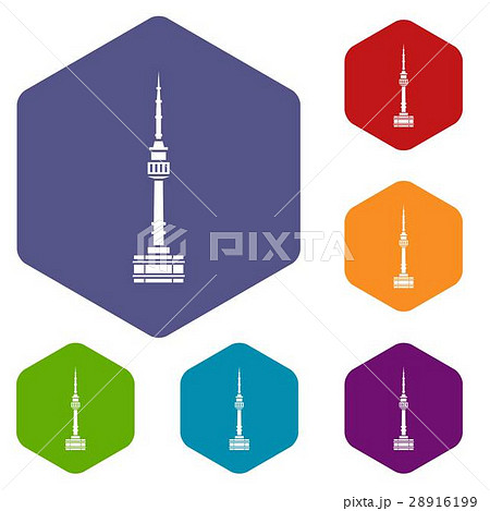 Namsan tower in Seoul icons set 28916199