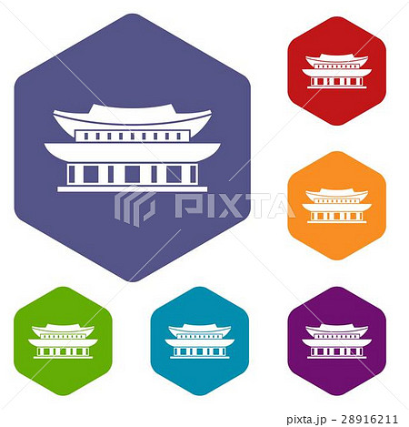 Gyeongbokgung palace, Seoul icons set 28916211