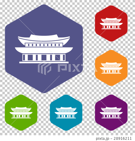 Gyeongbokgung palace, Seoul icons set 28916211