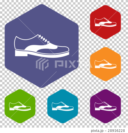 Men shoe with lace icons set 28916228