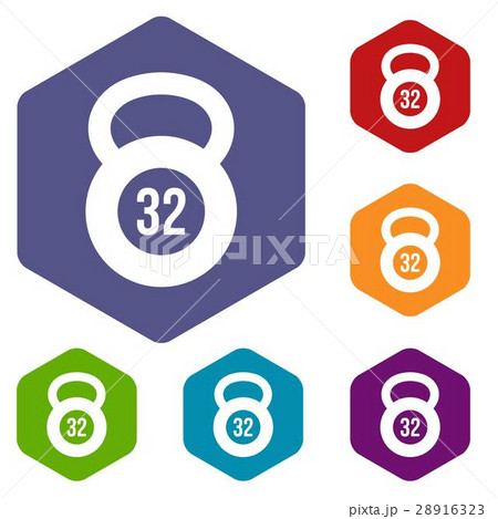 Kettlebell 32 kg icons set 28916323