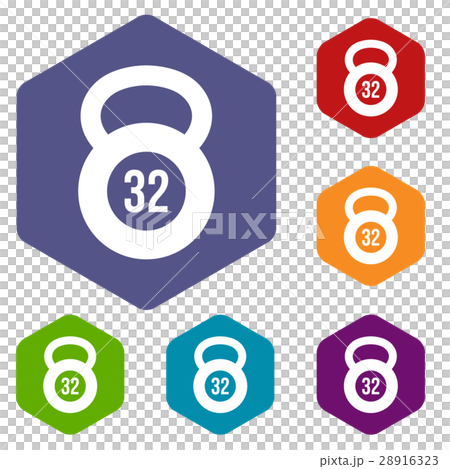 Kettlebell 32 kg icons set 28916323