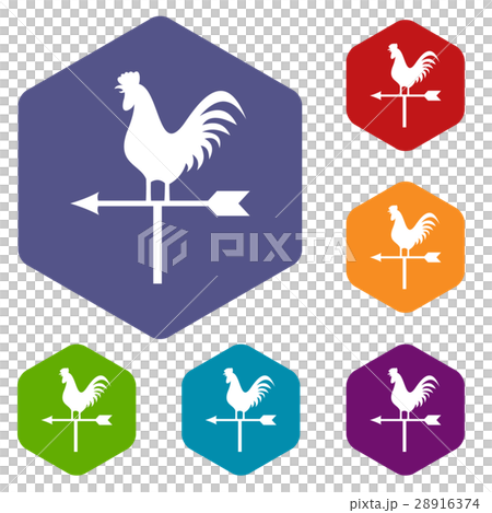 Weather vane with cock icons set Weather vane with cock icons set 28916374